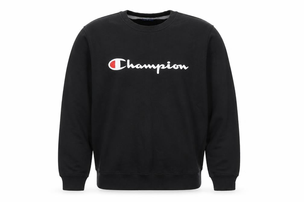 Champion Men's Black Medium Pullover Sweatshirt Logo Crew Neck