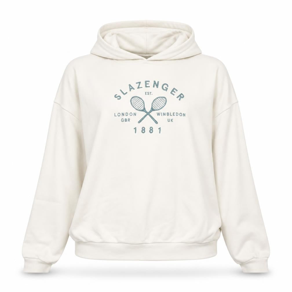 Slazenger Women's Beige Pullover Hoodie UK 10 Medium Graphic Print