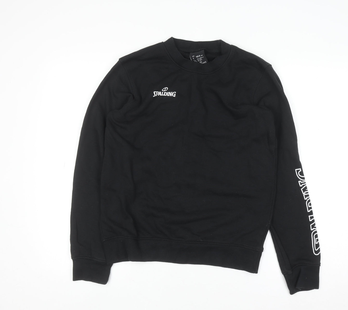 Spalding Boys Black 13-14 Years Pullover Sweatshirt Crew Neck Long Sleeve