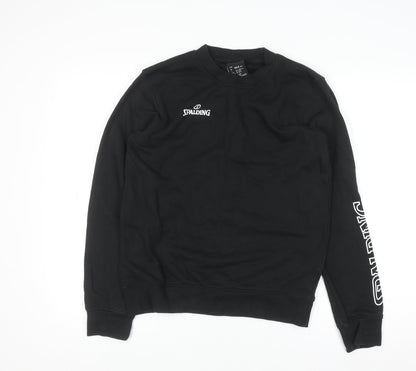 Additional front view of Spalding boys’ black 13-14 years pullover sweatshirt crew neck long sleeve