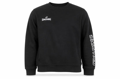 Front view of Spalding boys’ black 13-14 years pullover sweatshirt crew neck long sleeve