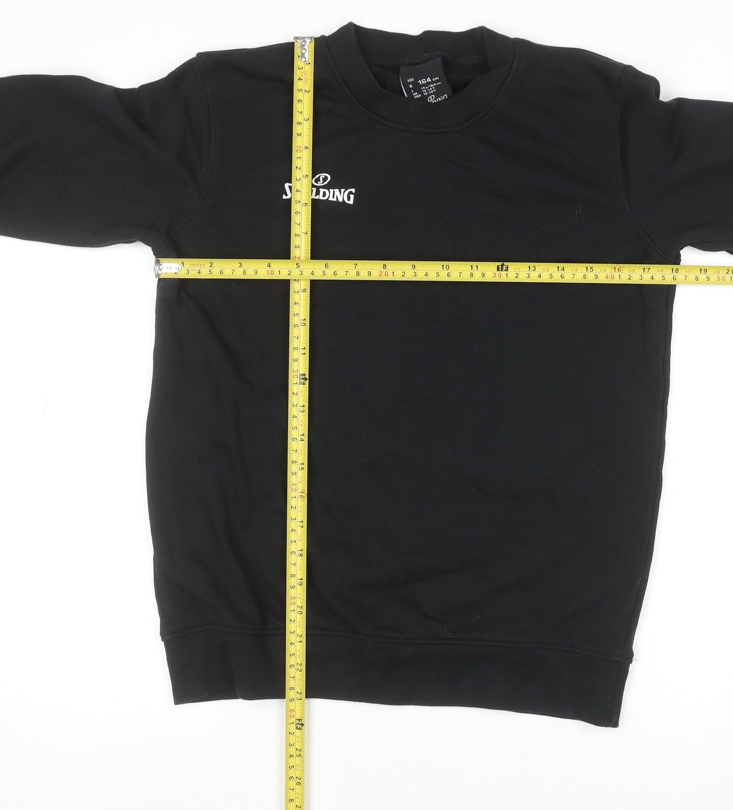 Spalding Boys Black 13-14 Years Pullover Sweatshirt Crew Neck Long Sleeve