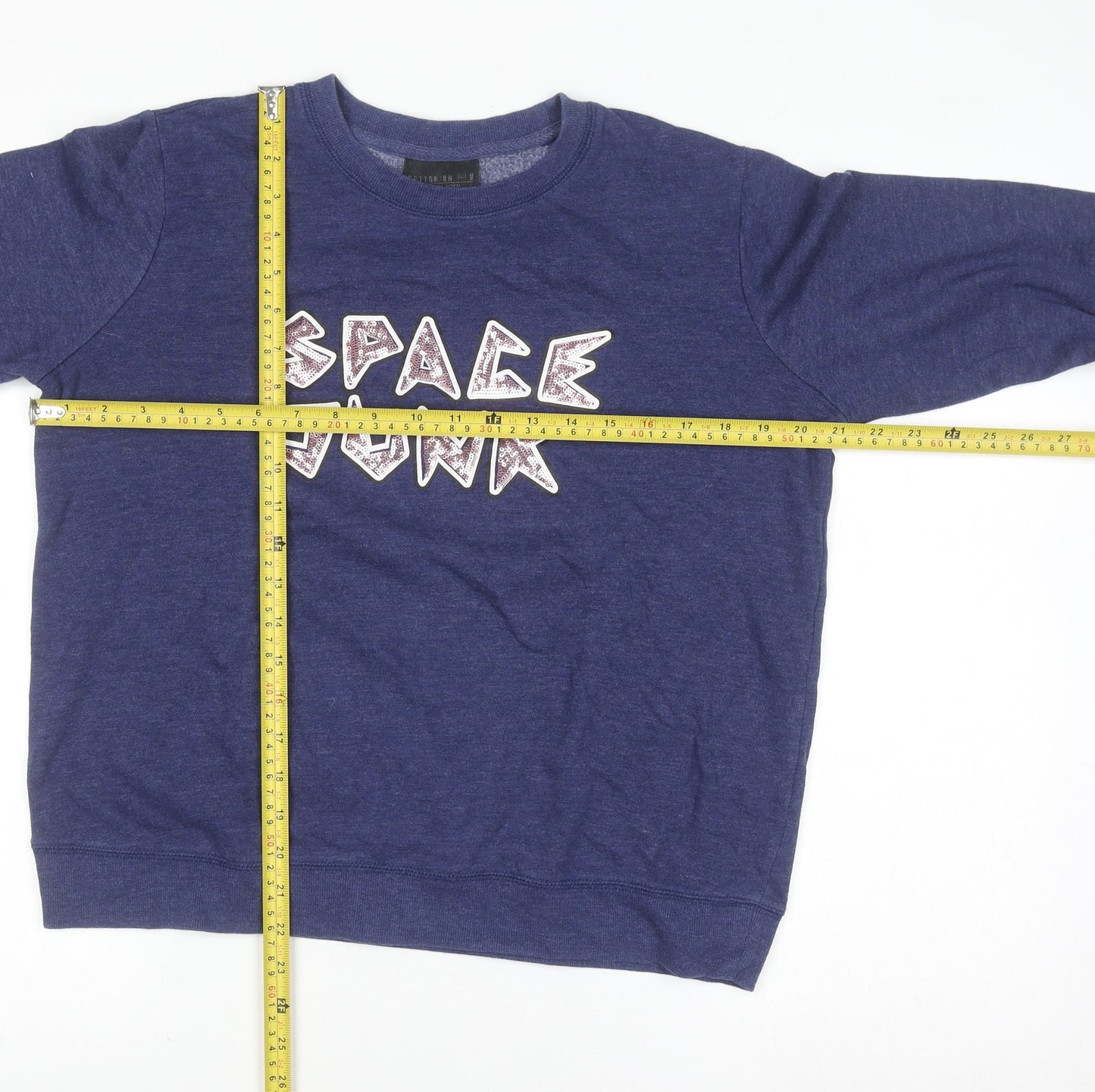 Cotton On Womens Blue Space Junk Pullover Sweatshirt Size M
