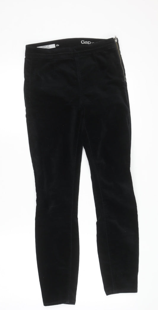 Gap Women Black Velvet Side Zip Skinny Leggings 25R