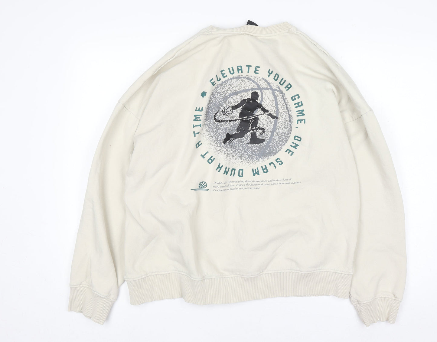 Max Mens Beige Oversized Fit Graphic Sweatshirt L