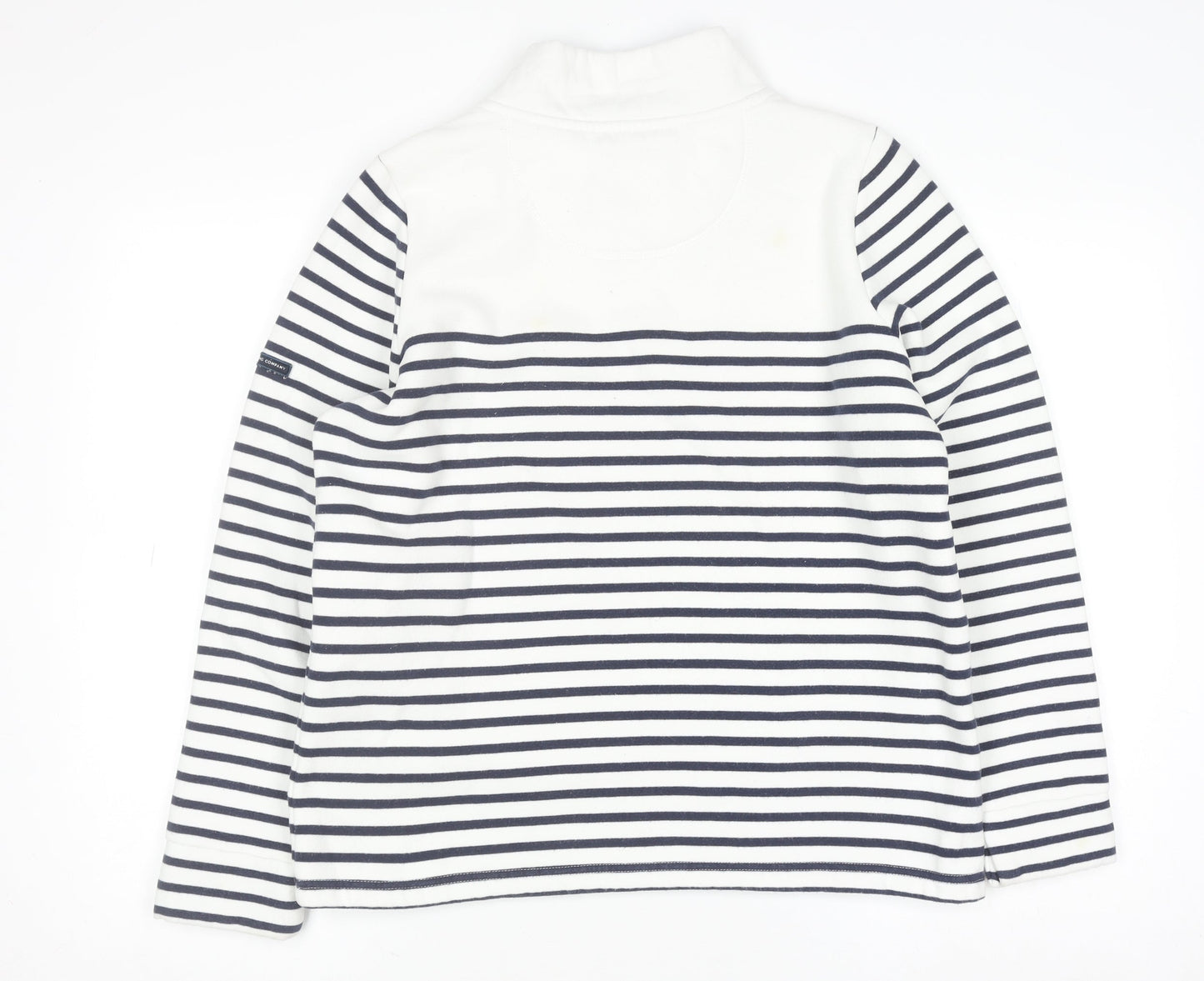 Crew Clothing Women’s White Navy Stripe High Neck Cotton Pullover Jumper Size 12