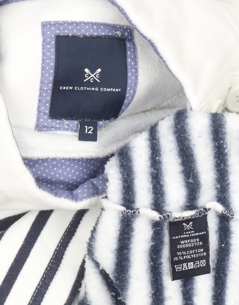 Crew Clothing Women’s White Navy Stripe High Neck Cotton Pullover Jumper Size 12