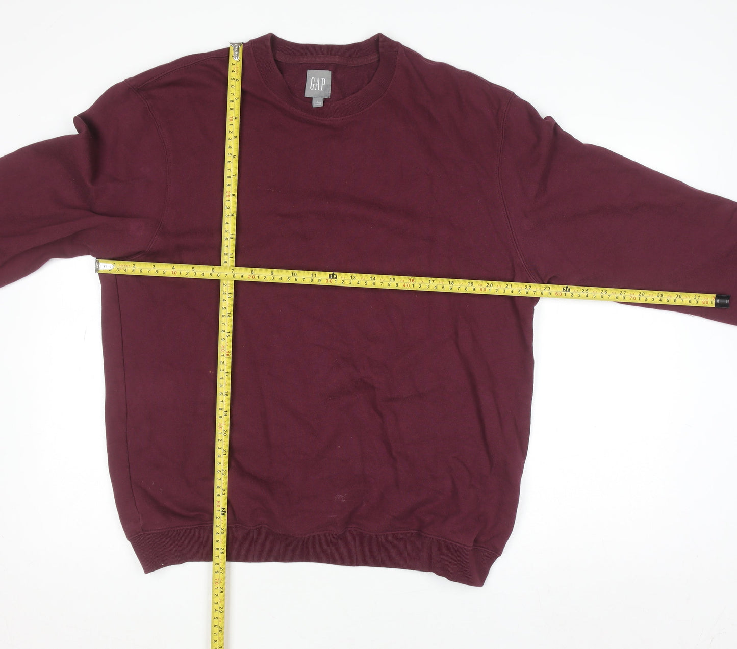 GAP Men’s Burgundy Pullover Sweatshirt M Cotton Blend Fleece Crew Neck