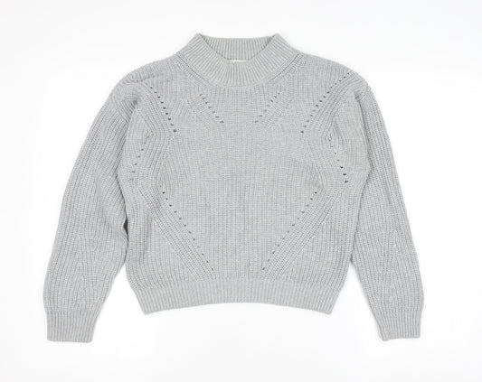 H&M Teens Grey Mock Neck Chunky Knit Pullover Jumper Size 14