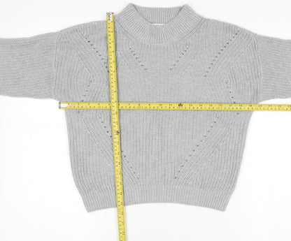 H&M Teens Grey Mock Neck Chunky Knit Pullover Jumper Size 14