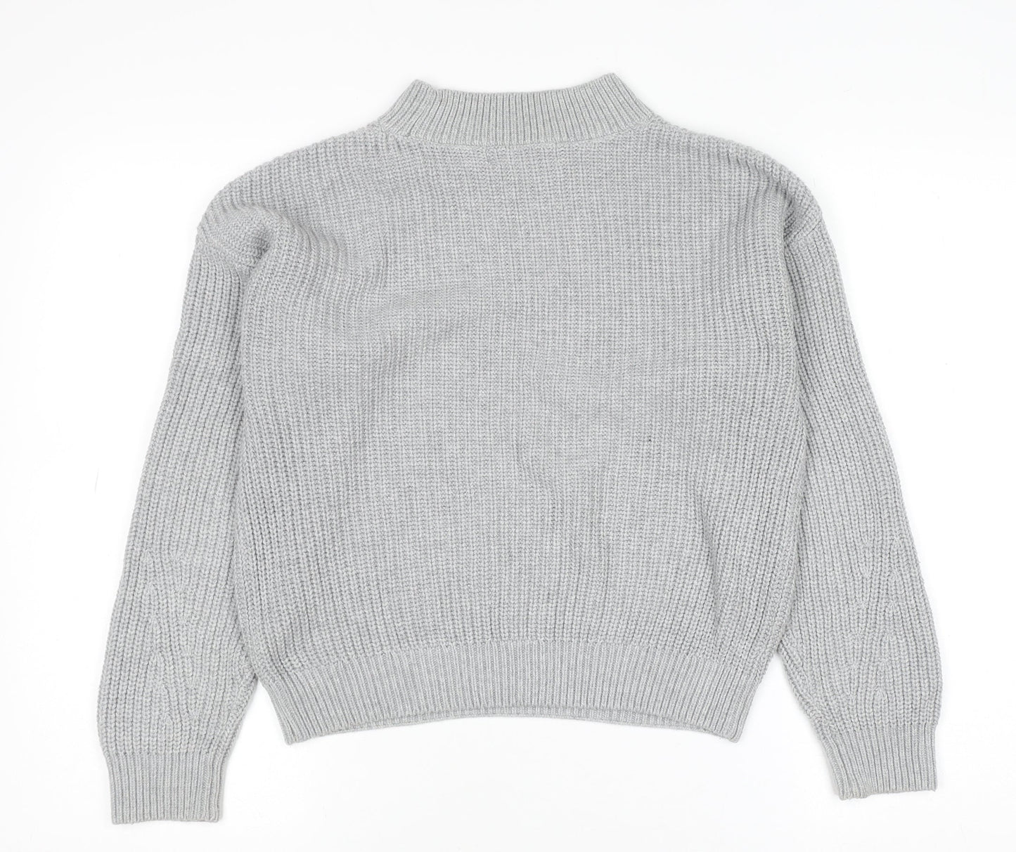 H&M Teens Grey Mock Neck Chunky Knit Pullover Jumper Size 14