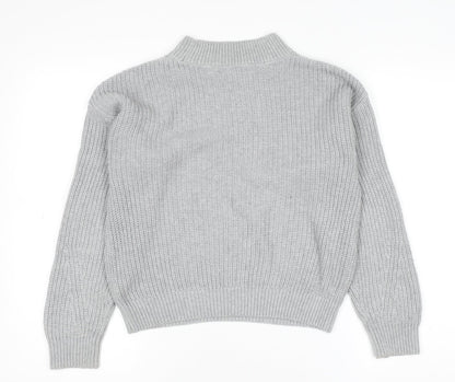 H&M Teens Grey Mock Neck Chunky Knit Pullover Jumper Size 14