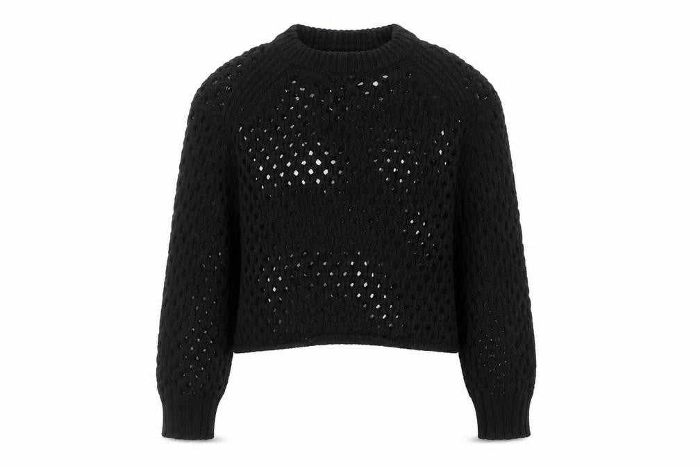 ASOS Women's Black Open Knit Cropped Jumper Size 8