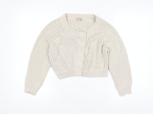 Phase Eight Women’s Beige Open-Knit Cotton Cardigan Size 12