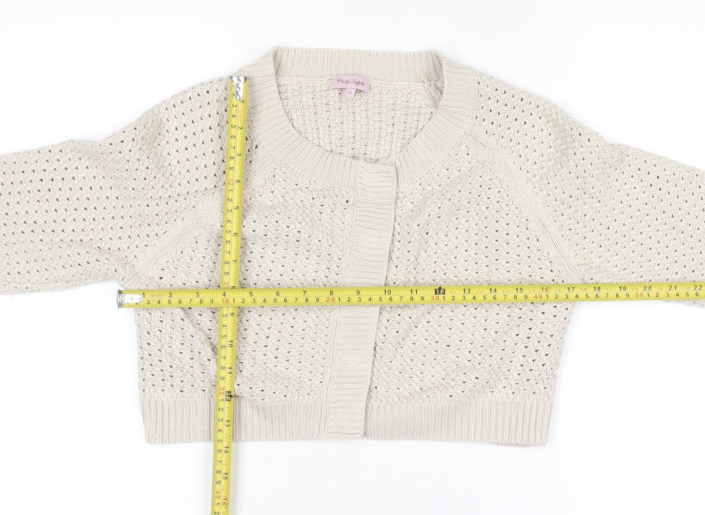 Phase Eight Women’s Beige Open-Knit Cotton Cardigan Size 12
