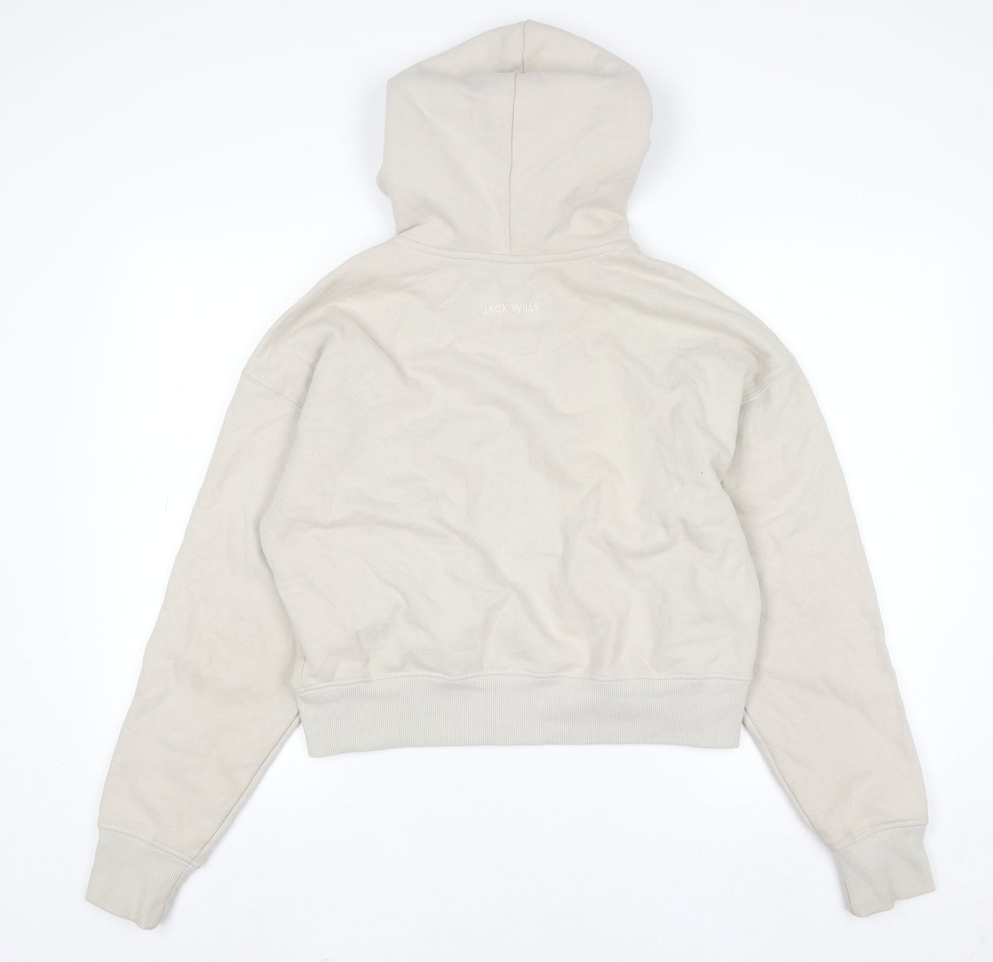 Jack Wills Women's Beige Full Zip Hoodie UK 10 Cotton Casual