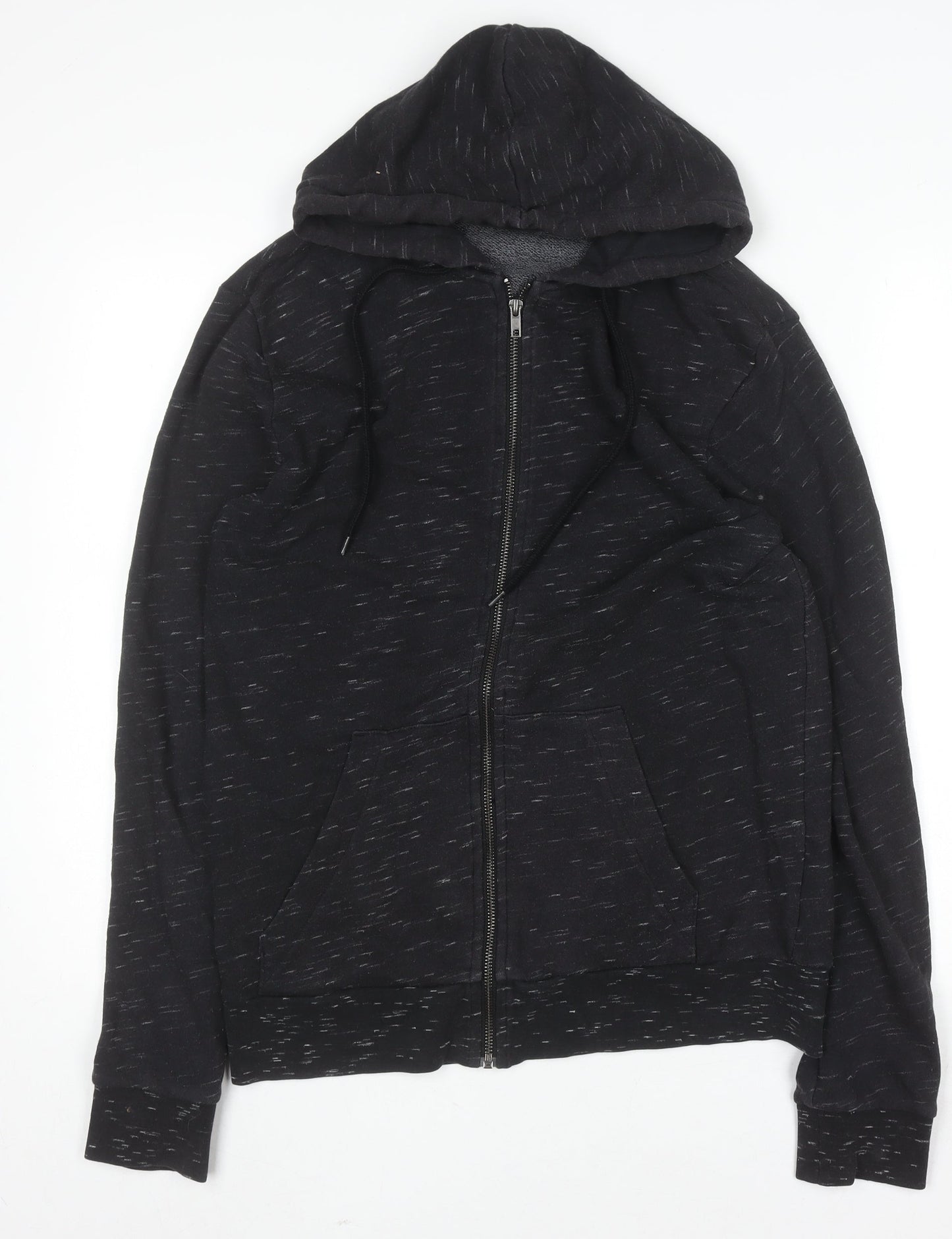 H&M Mens Black Full Zip Hoodie Size S Regular Fit Cotton Blend