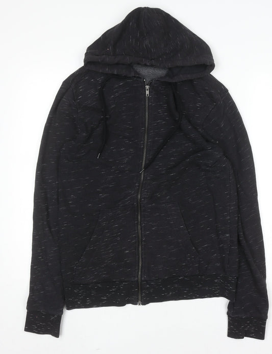 H&M Mens Black Full Zip Hoodie Size S Regular Fit Cotton Blend