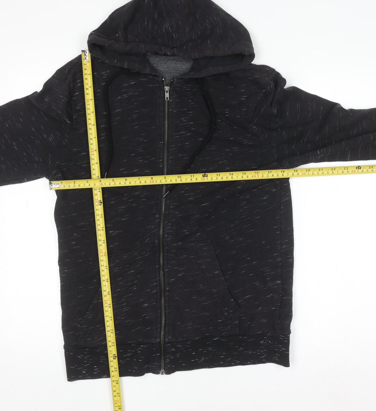 H&M Mens Black Full Zip Hoodie Size S Regular Fit Cotton Blend