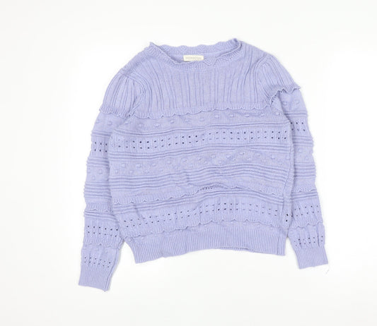 Monsoon Women Purple Knit Crew Neck Long Sleeve Jumper S