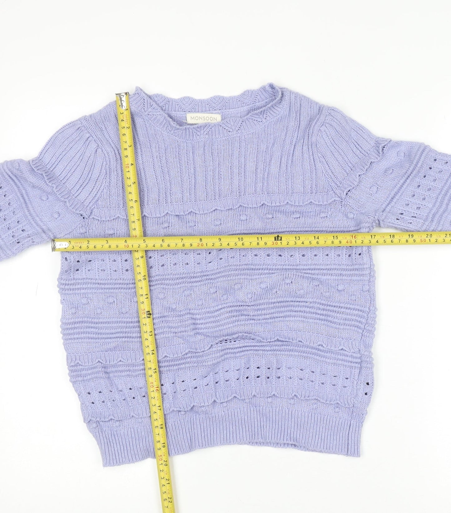 Monsoon Women Purple Knit Crew Neck Long Sleeve Jumper S