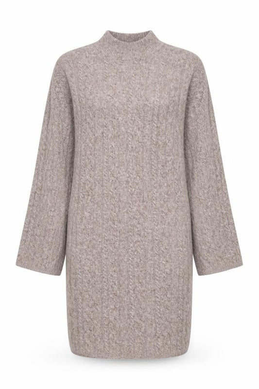 F&F Women Beige Knit Wool Blend Long Sleeve Jumper Dress L