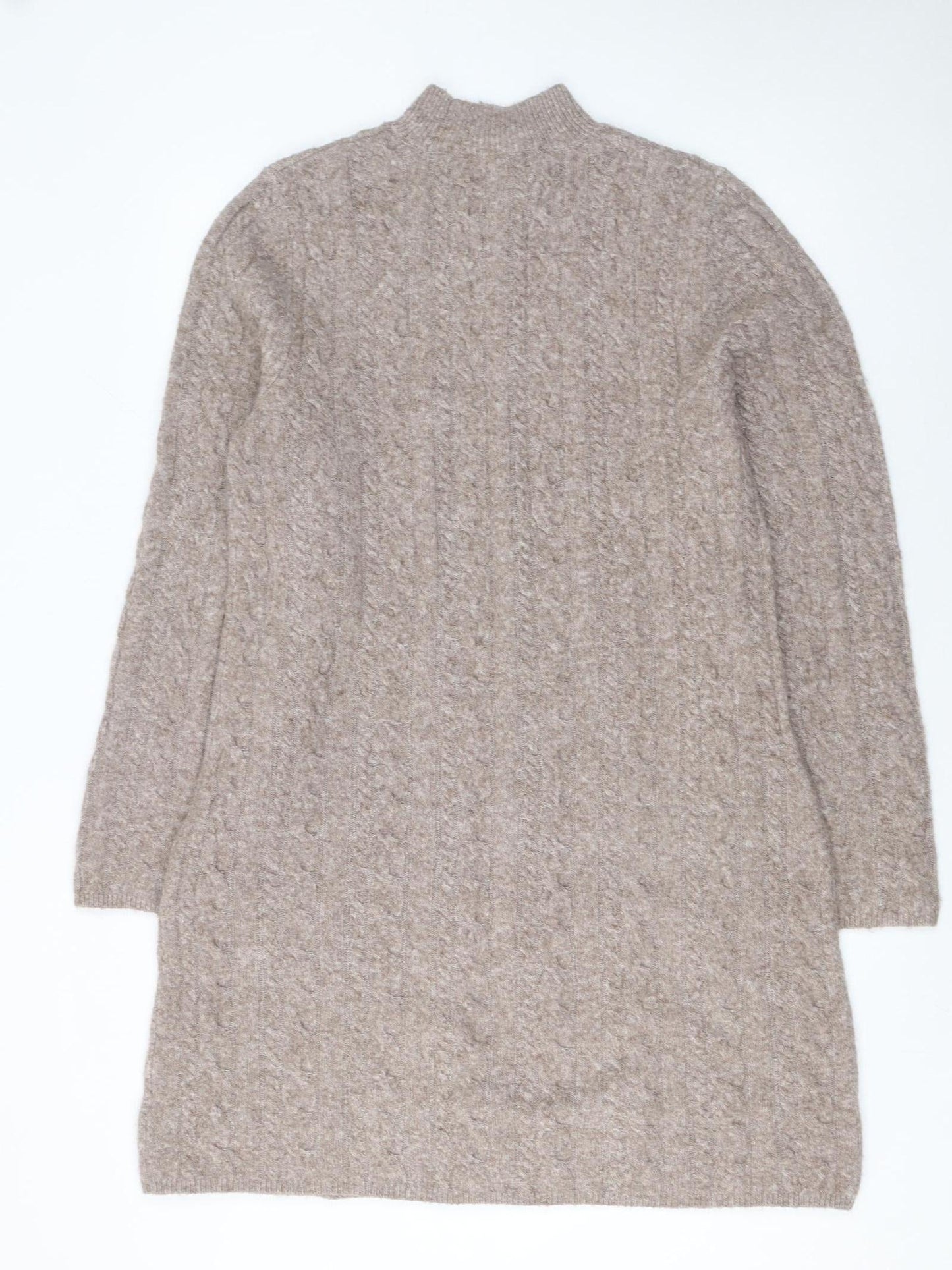 F&F Women Beige Knit Wool Blend Long Sleeve Jumper Dress L