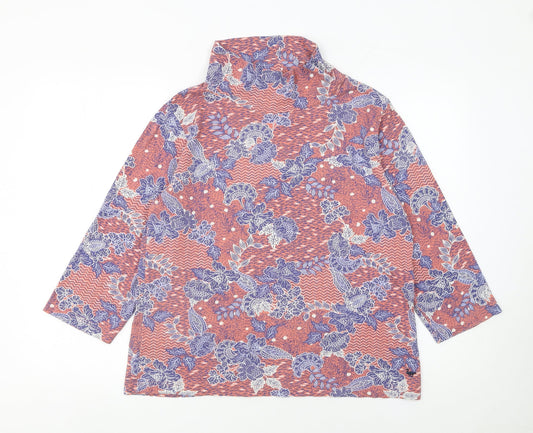 Country Rose Women’s Multicoloured Floral Roll Neck Tunic Blouse L