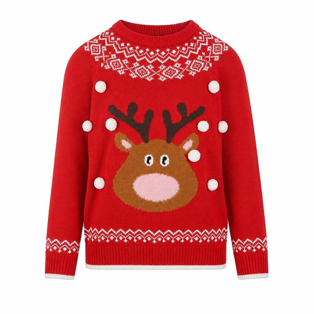 Avenue Women Red Small Reindeer Christmas Pullover Jumper