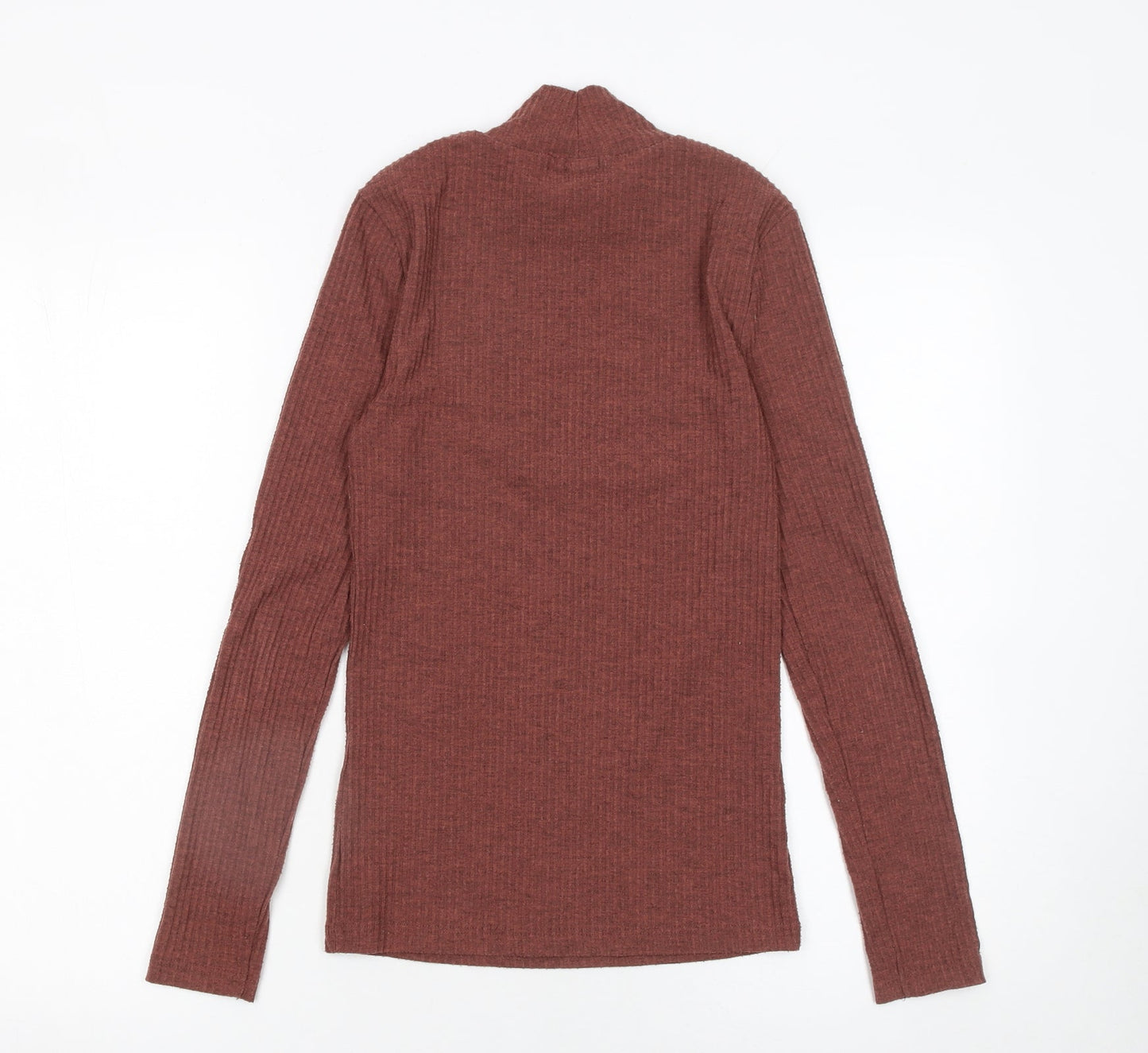 River Island Womens Brown Mock Neck Slim Knit Jumper Size 8