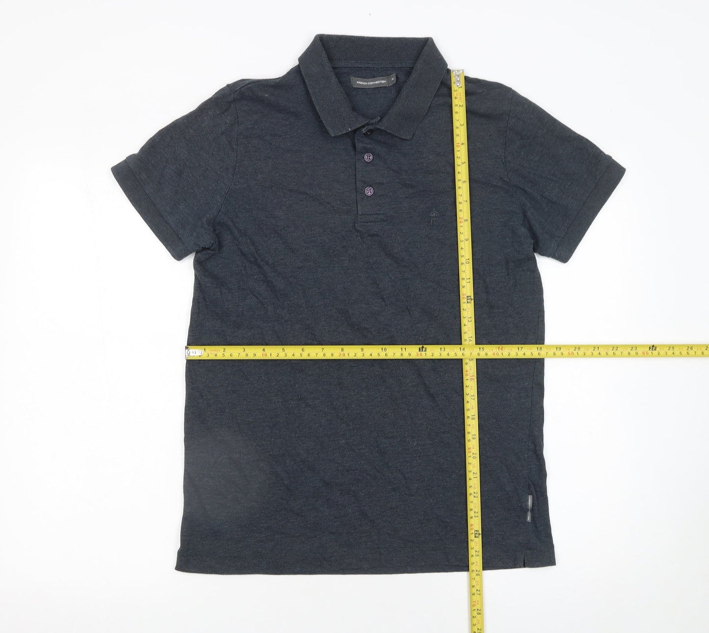 French Connection Men's Grey Short Sleeve Polo Shirt Size M