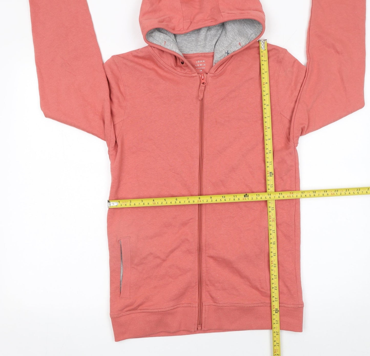John Lewis Girls Pink Full Zip Cotton Hoodie – 14 Years
