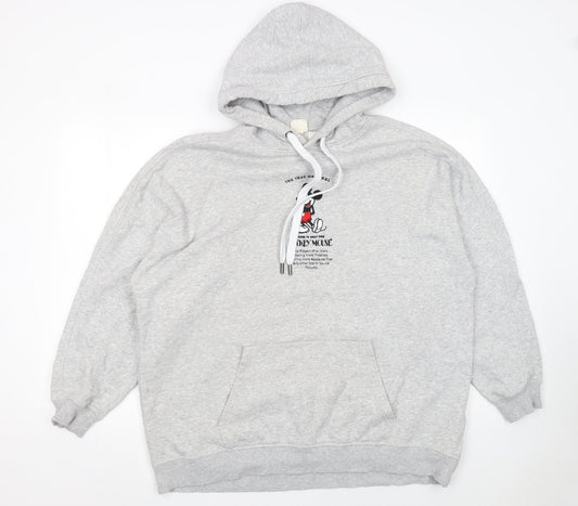 Disney Women Grey Mickey Mouse Pullover Hoodie Size Small