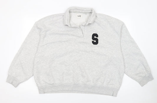 Next Women’s Grey Collared Sweatshirt XL Cotton Blend Pullover