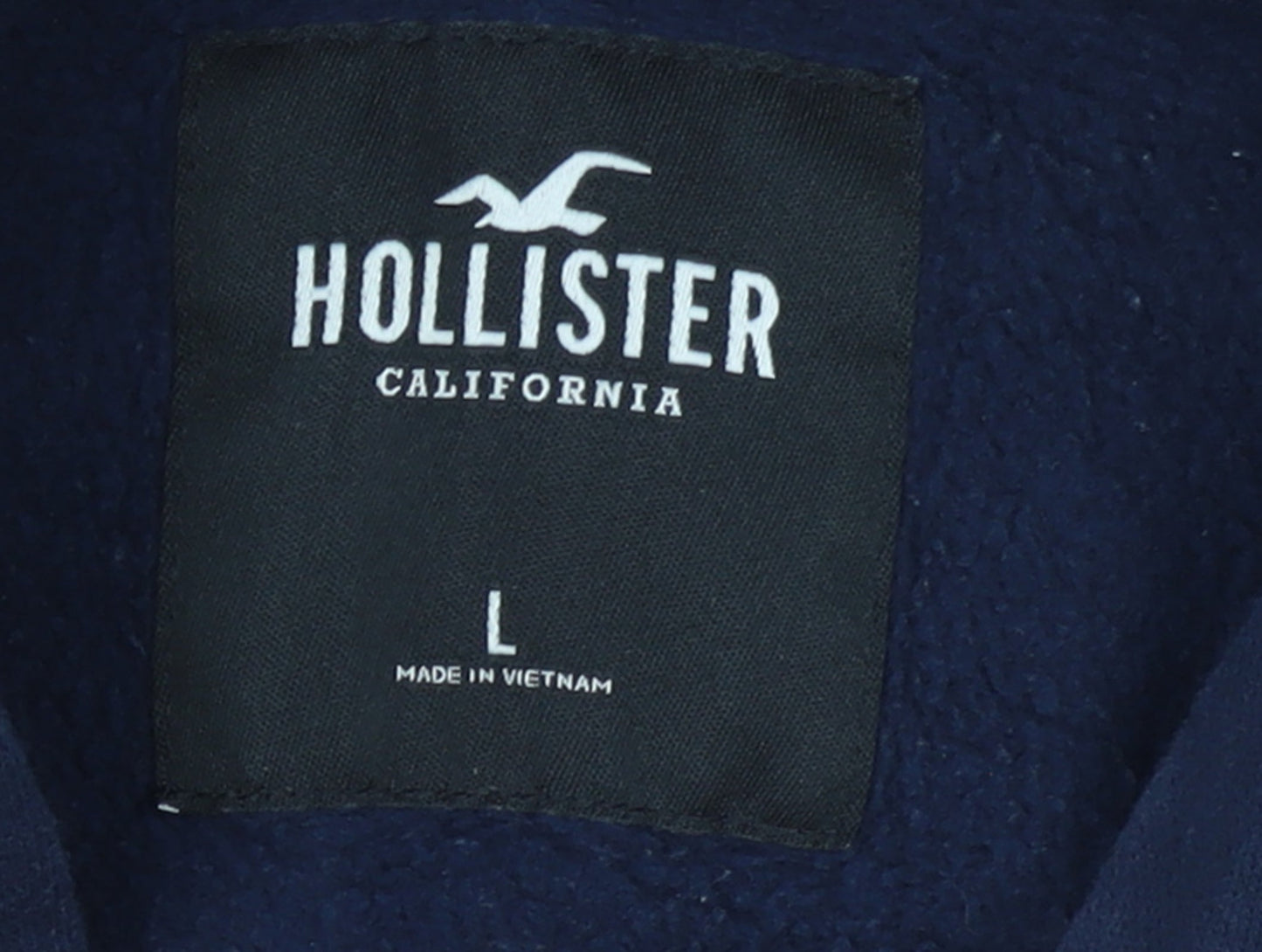 Hollister Men's Blue Pullover Hoodie L Fleece Logo Sweatshirt