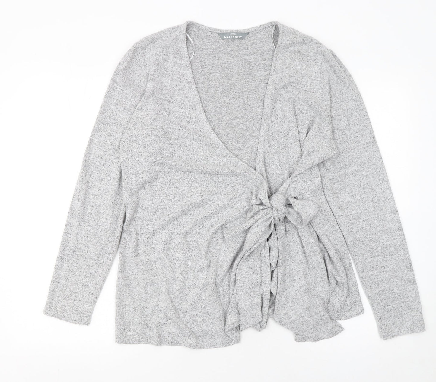 George Maternity Grey Knit Tie Front V-Neck Cardigan Size 14