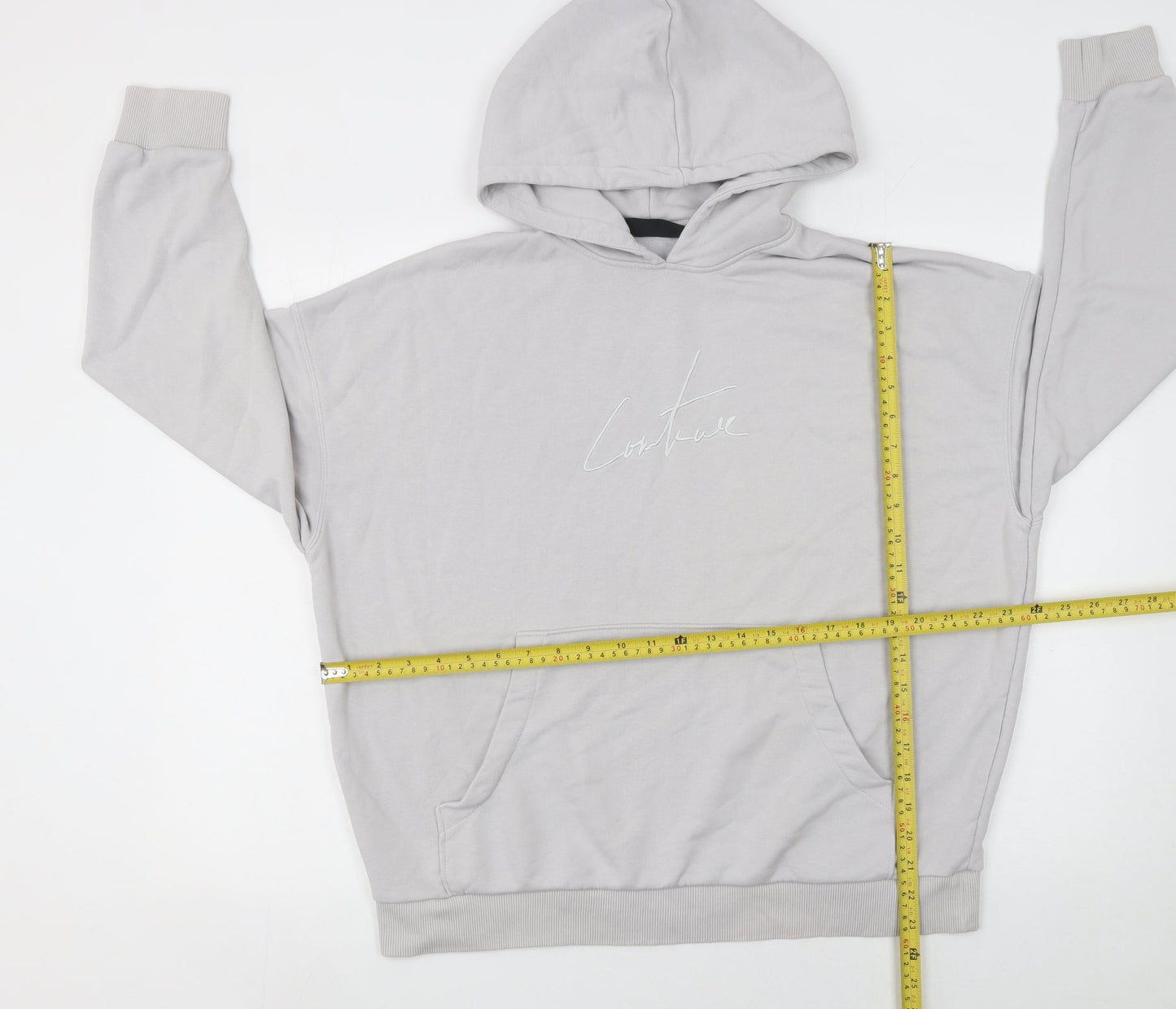 The Couture Club Women's Grey Hooded Pullover Sweatshirt Size S