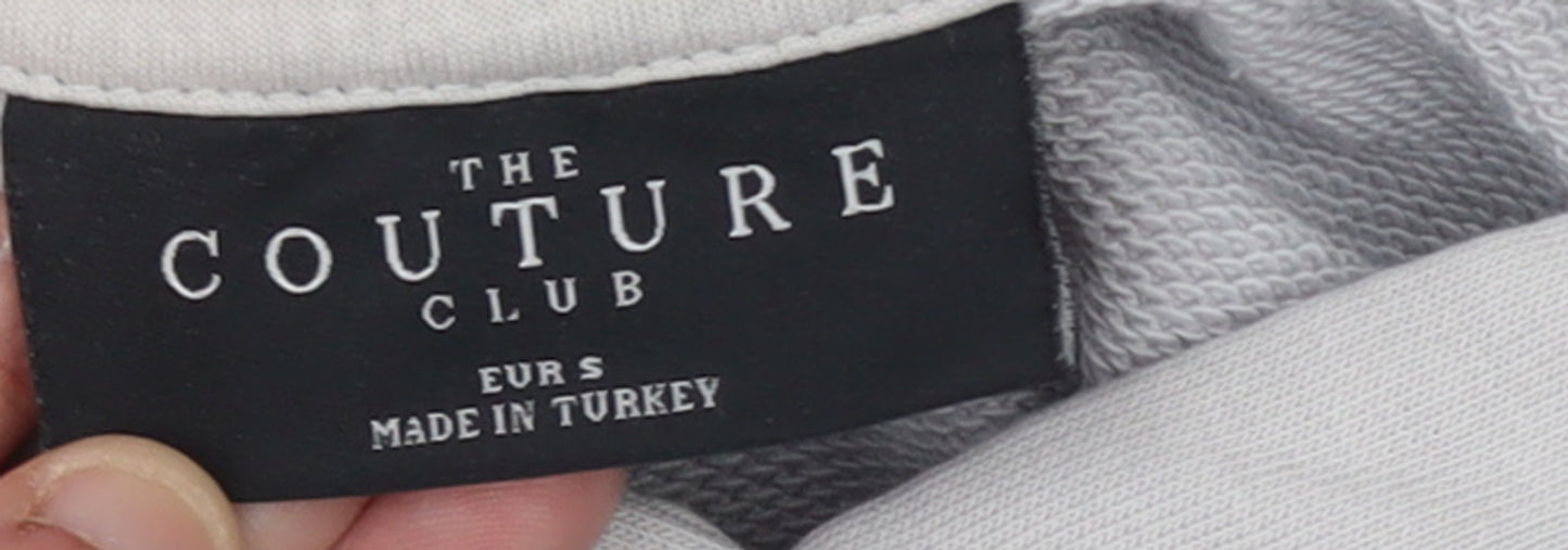 The Couture Club Women's Grey Hooded Pullover Sweatshirt Size S