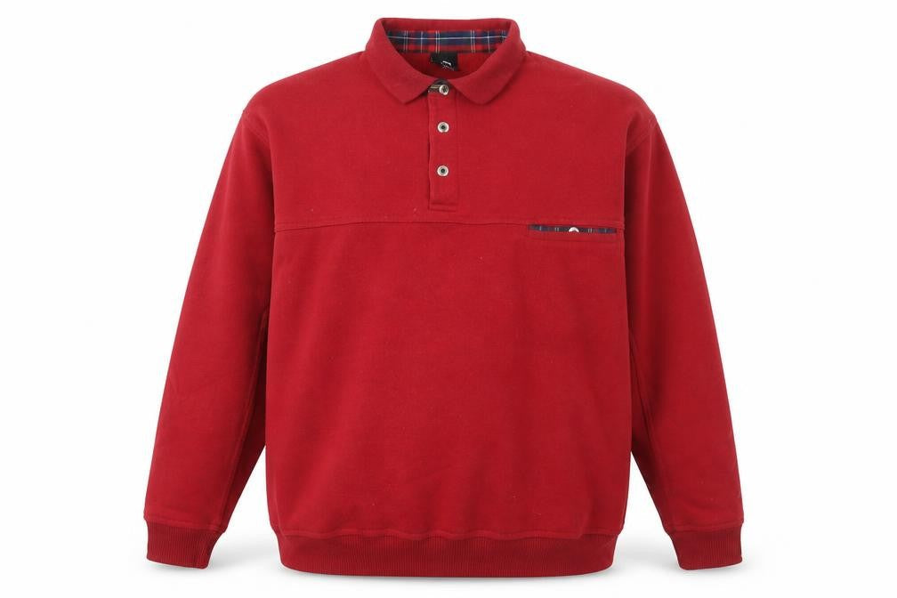 C&A Men's Red XL Long Sleeve Collared Polo Sweatshirt