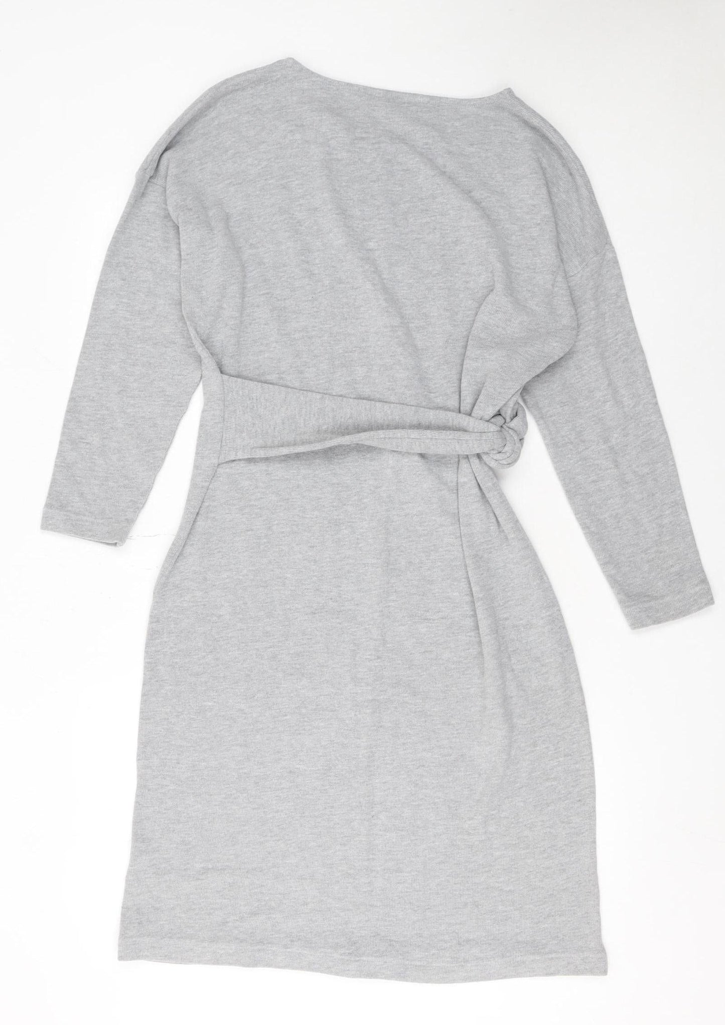 Great Plains Women Grey Knit Shift Dress Size L Long Sleeve Casual