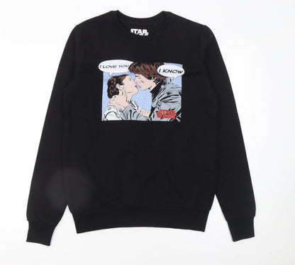 Front view of Star Wars Men's Black Graphic Print Sweatshirt, size S