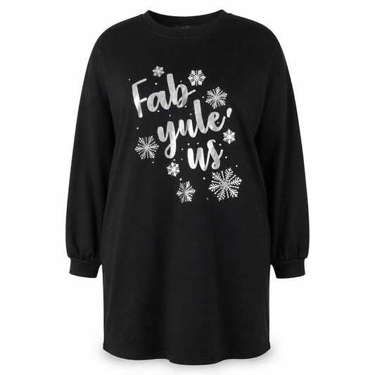 Studio Women’s Black 16-18 Plus Size Christmas T-Shirt Dress