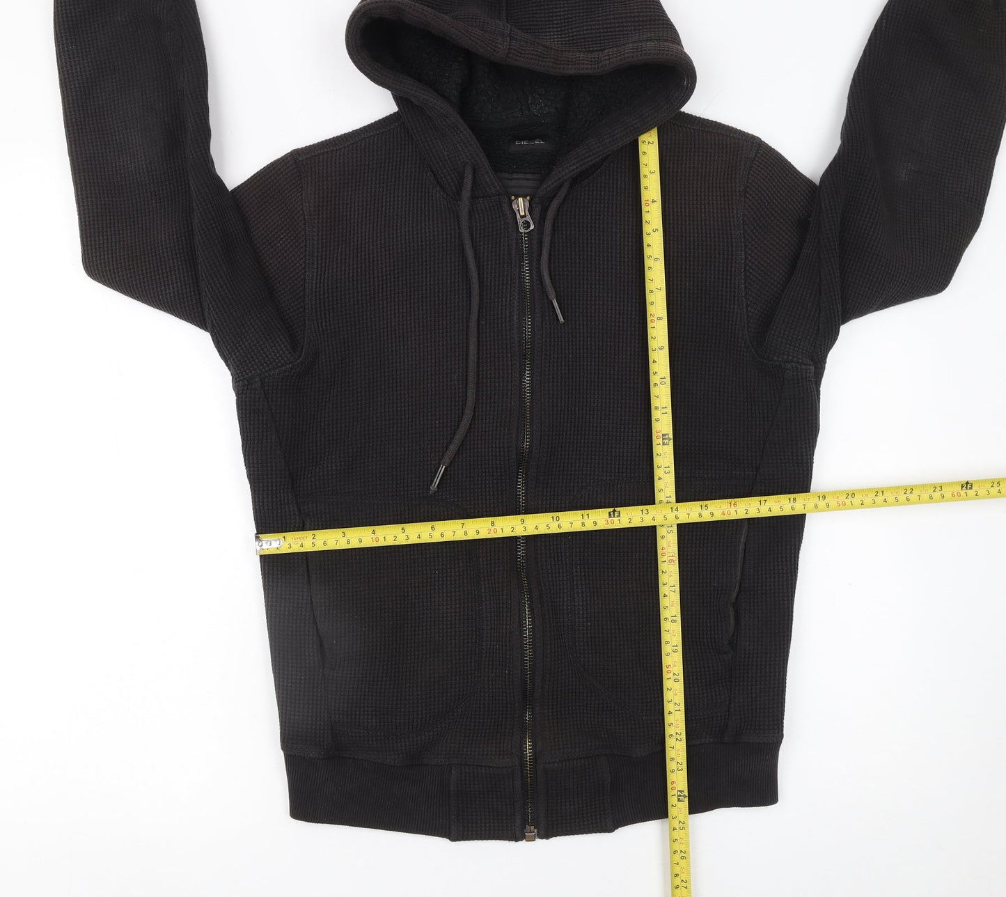 Diesel Men's Black Full Zip Hooded Hoodie Size S Cotton Blend