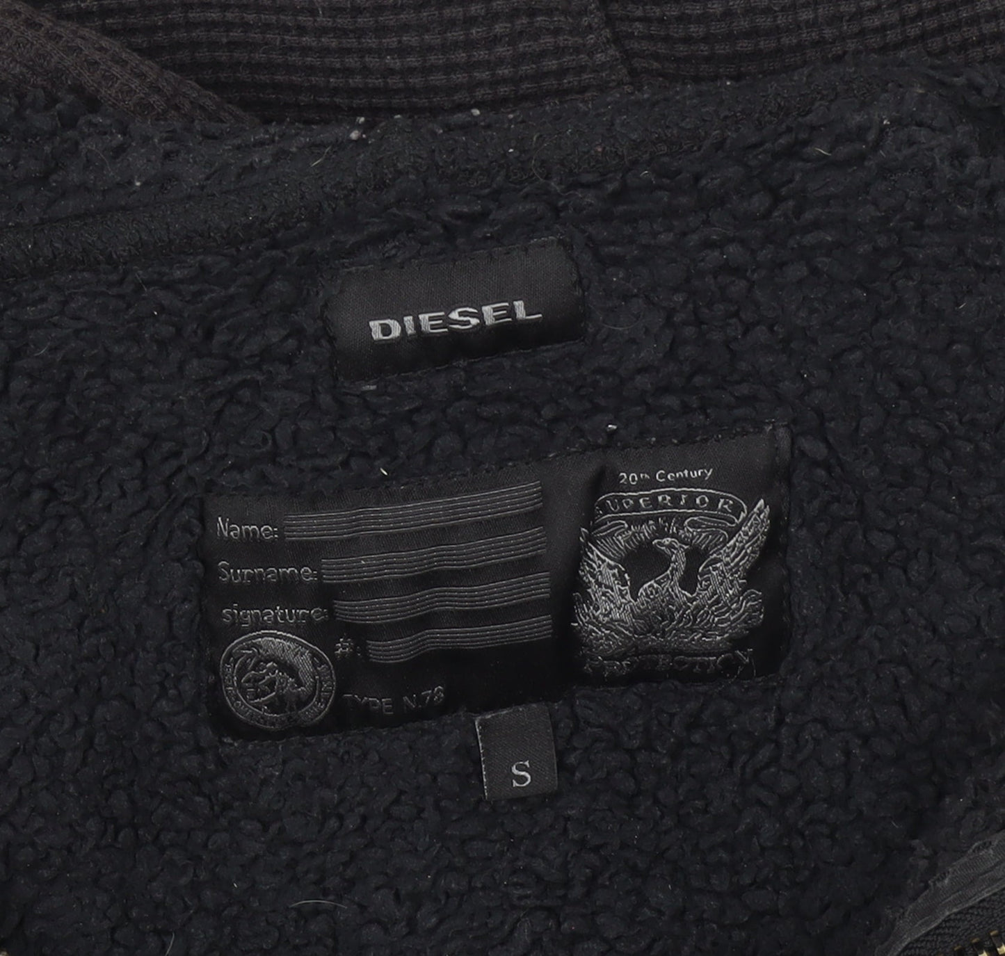 Diesel Men's Black Full Zip Hooded Hoodie Size S Cotton Blend