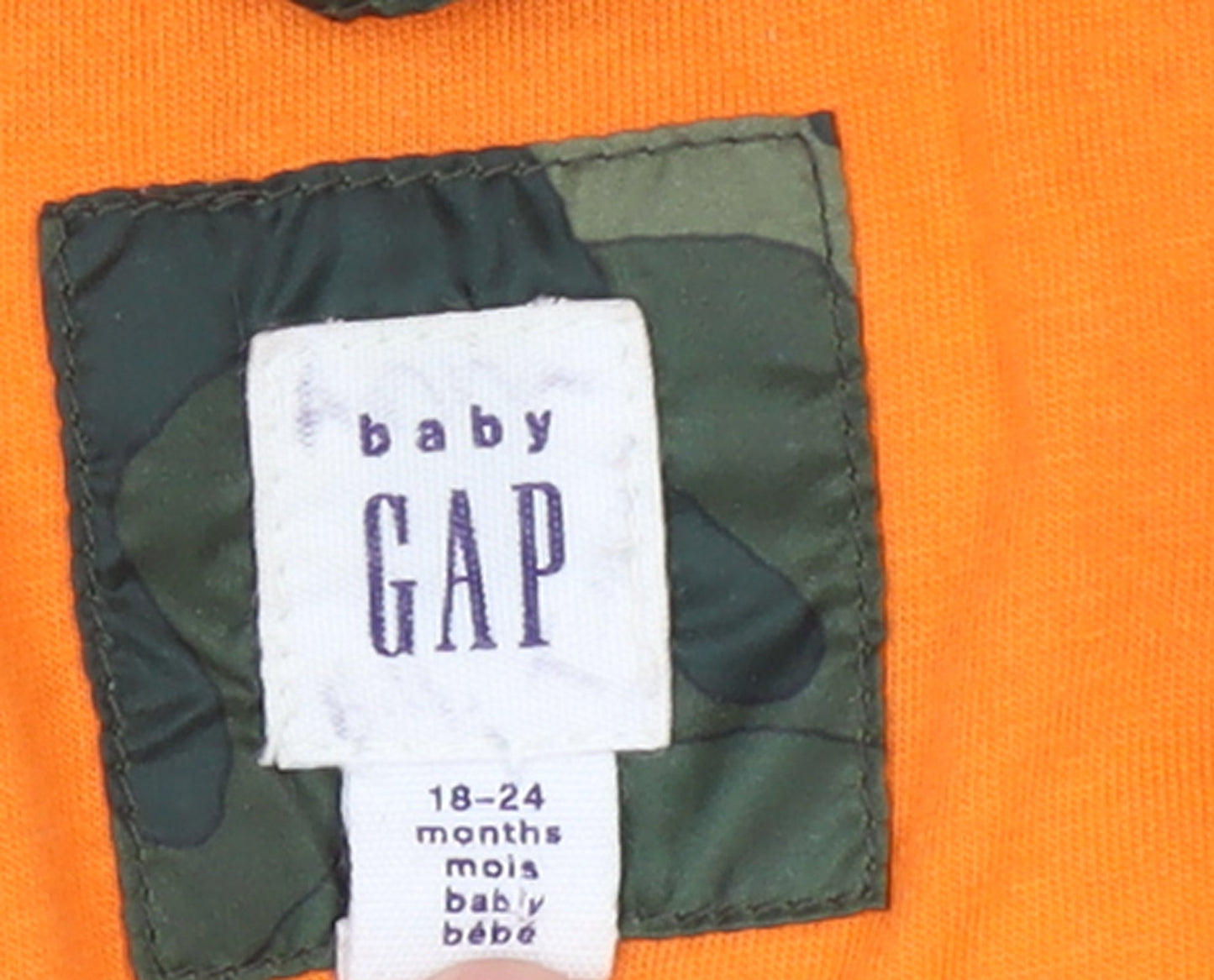 Baby GAP Unisex Green Camouflage Puffer Jacket 18-24 Months Hooded Lined