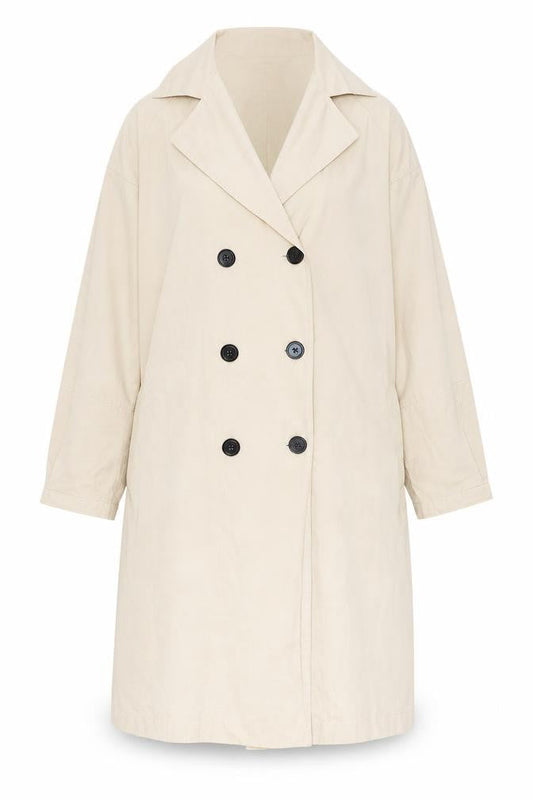 VILA Womens Beige Trench Coat Size 8 Long Double Breasted
