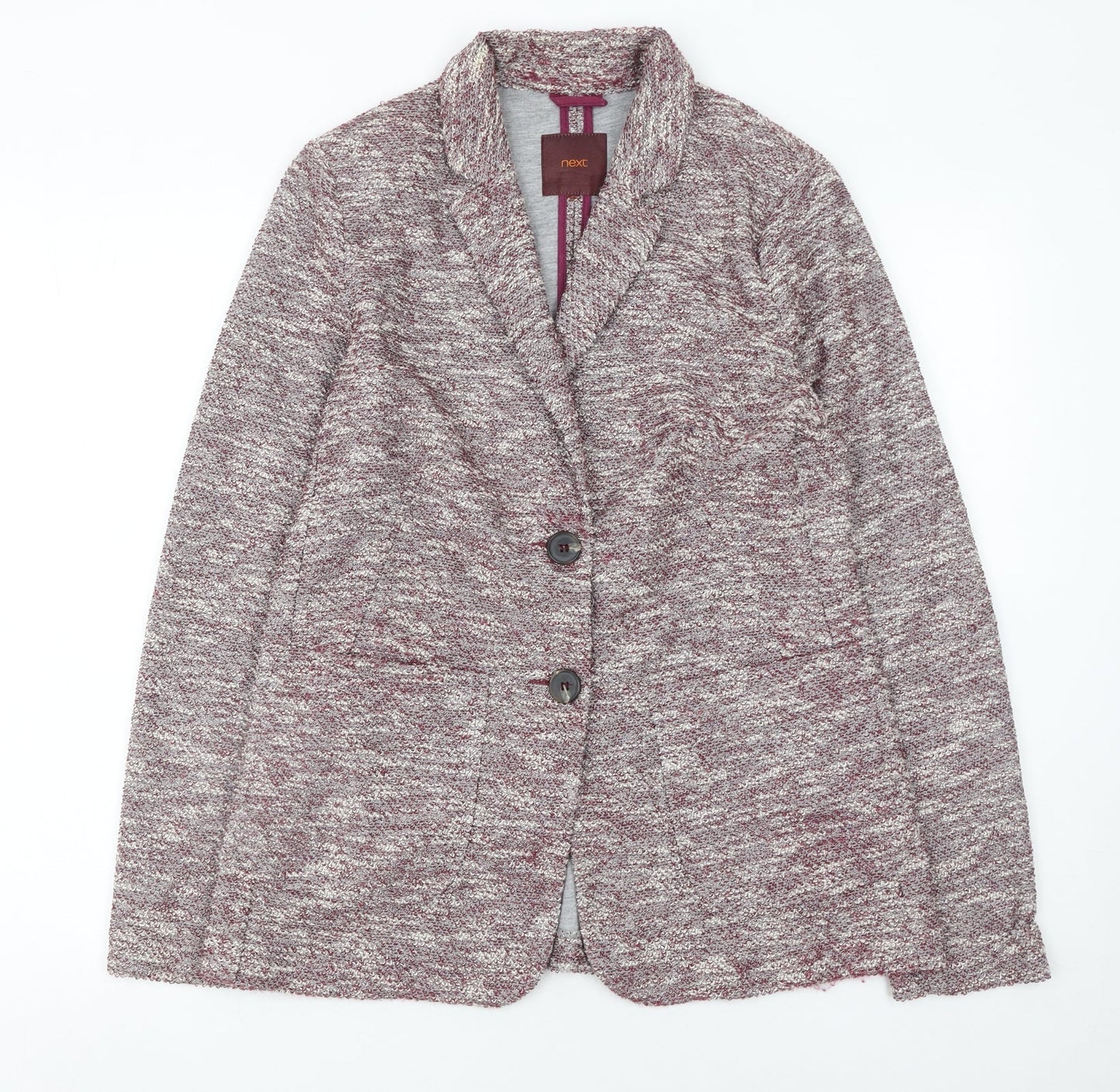 Next Women’s Grey Marled Blazer UK 12 Tailored Two-Button Jacket
