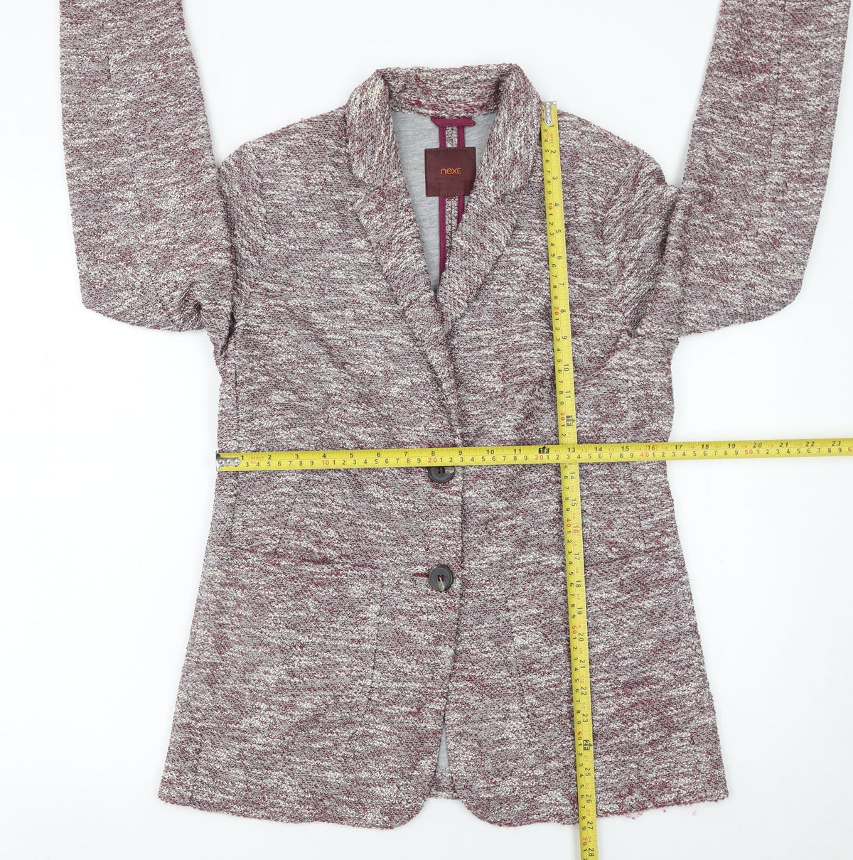 Next Women’s Grey Marled Blazer UK 12 Tailored Two-Button Jacket