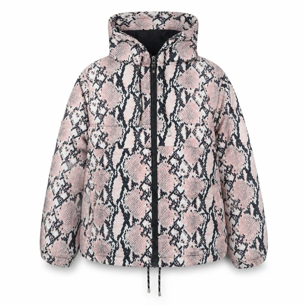 New Look Women's Multicoloured Snake Print Hooded Puffer Jacket S
