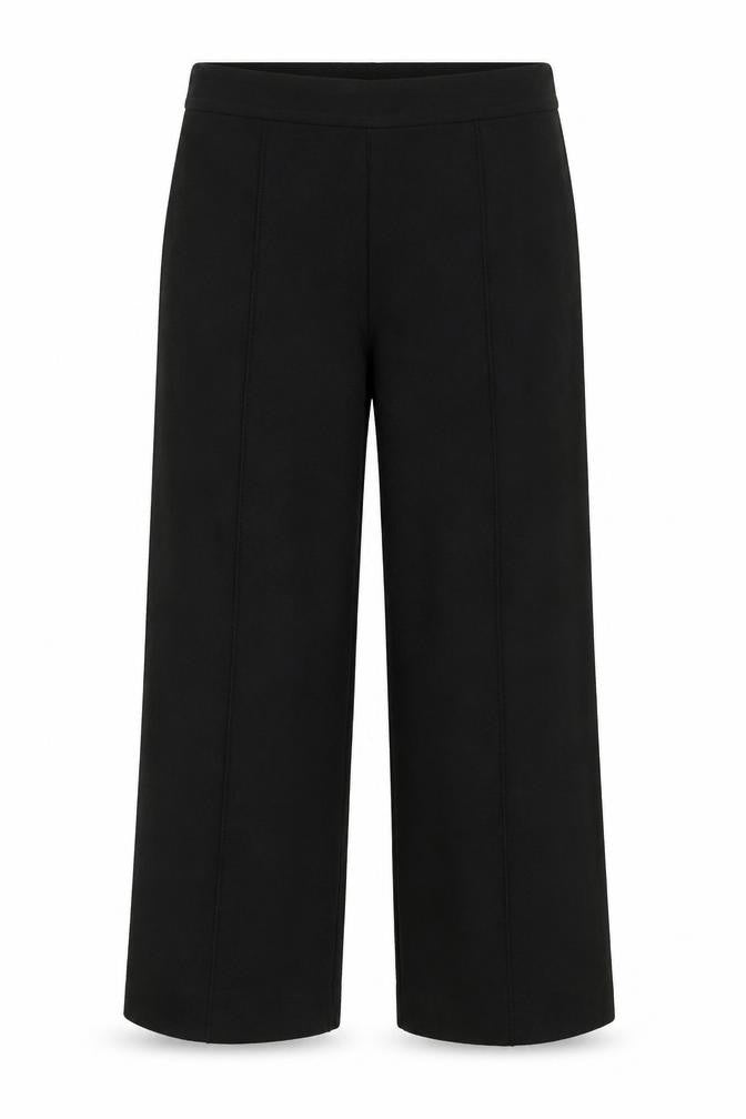 Zara Women Black Cropped Trousers L Viscose Blend Straight Leg